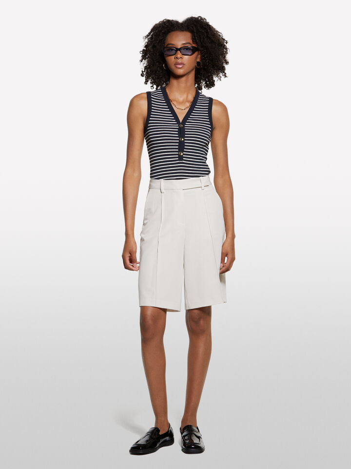 Striped top with buttons - women's tops - Dark Blue | Sisley image number 1